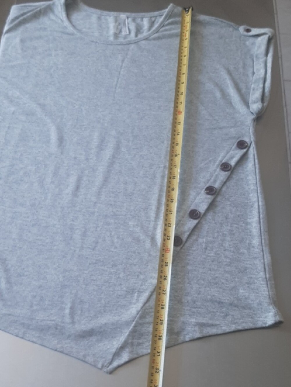 2 DYE 4🤍NWOT Heathered Light Gray Short Sleeve Button-Accent Tunic Sz 3X - Picture 7 of 10